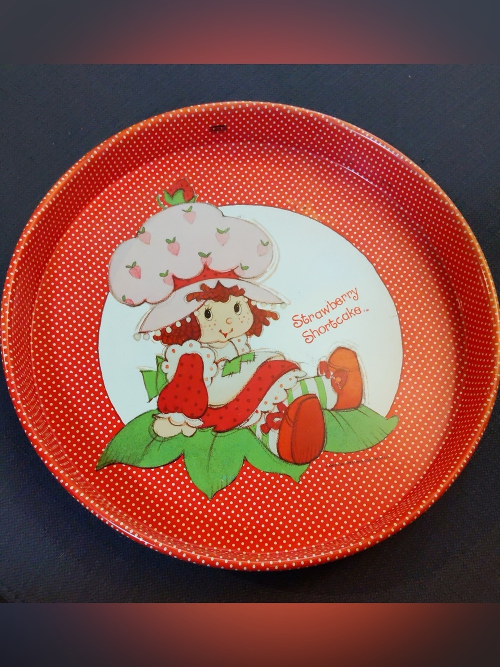 1980’s Vintage Strawberry Shortcake Round Metal Serving Tin Tray Cheinco 🍓
